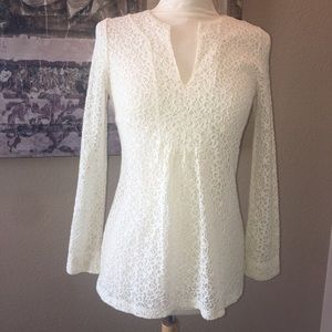 Liz Claiborne Lace Ivory Tunic Size Small Petite